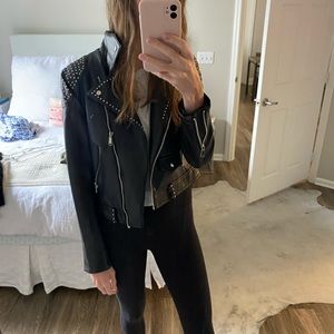 Black studded leather jacket